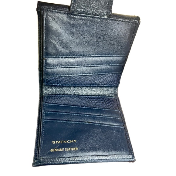 Givenchy Navy Blue Leather Mini Wallet with Gold Accents - Picture 3 of 4